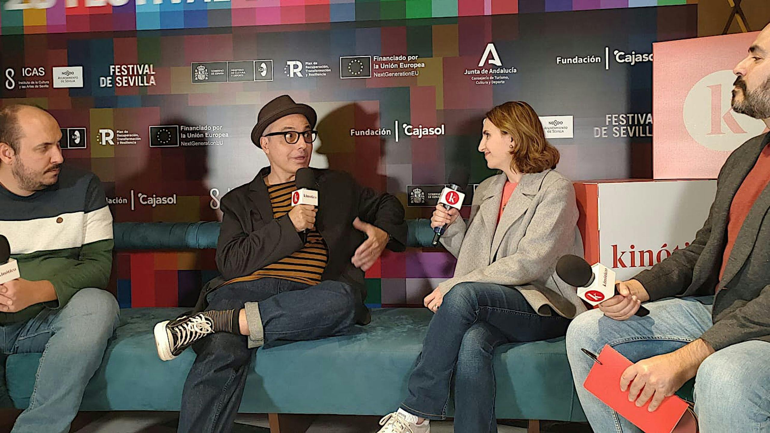 Dani Mantilla, el director Pablo Berger, Alejandra Musi y David Martos en el Festival de Sevilla