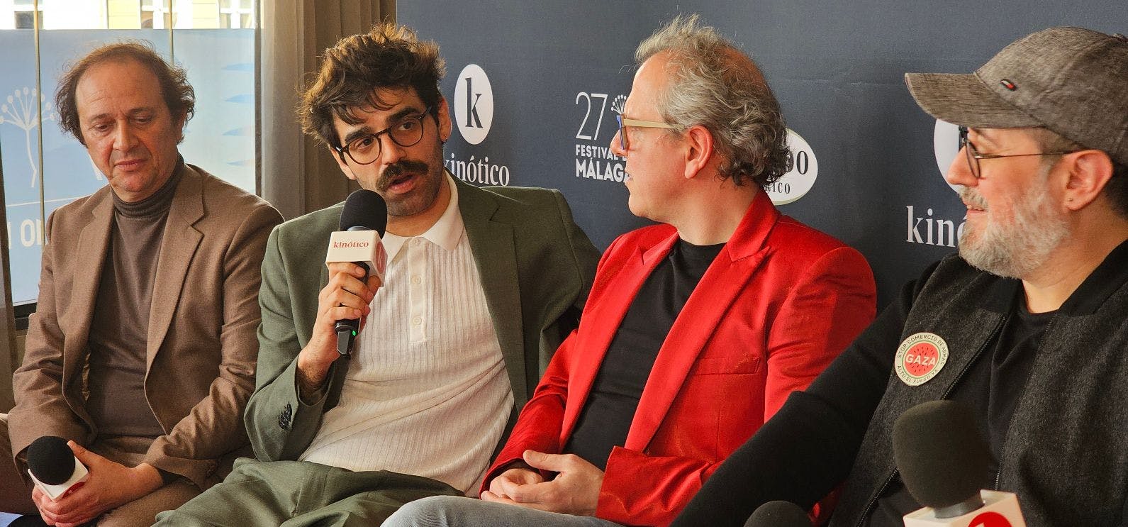 Luis Callejo, David Verdaguer, Óscar de la Fuente y el director Álex Montoya presentan 'La casa' en el Festival de Málaga
