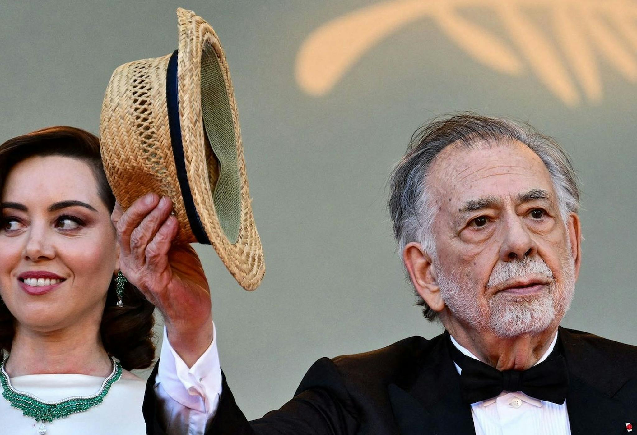 Aubrey Plaza y Francis Ford Coppola en la premire de 'Megalopolis' en Cannes