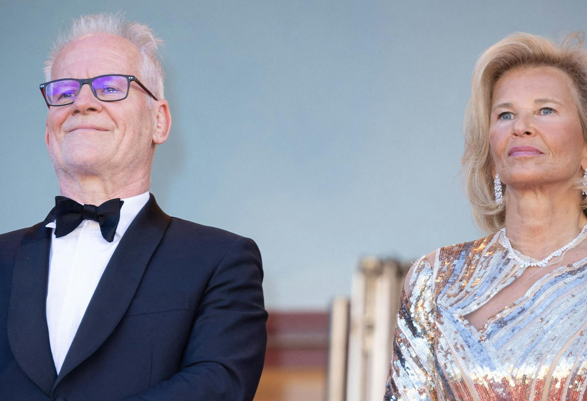 Thierry Frémaux e Iris Knobloch, director artístico y presidenta del Festival de Cannes, durante una alfombra roja de la edición 2024