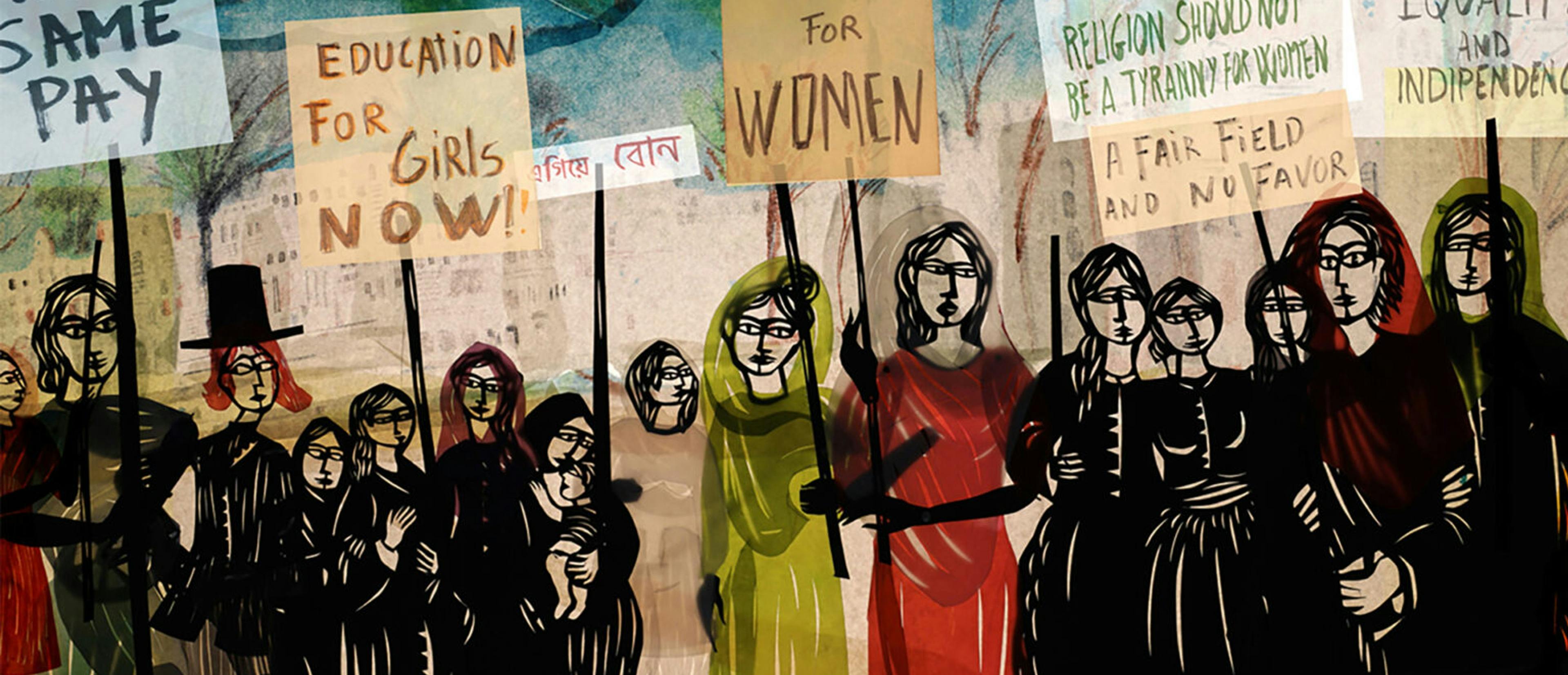 Mujeres en una protesta durante una escena de 'El sueño de la sultana'