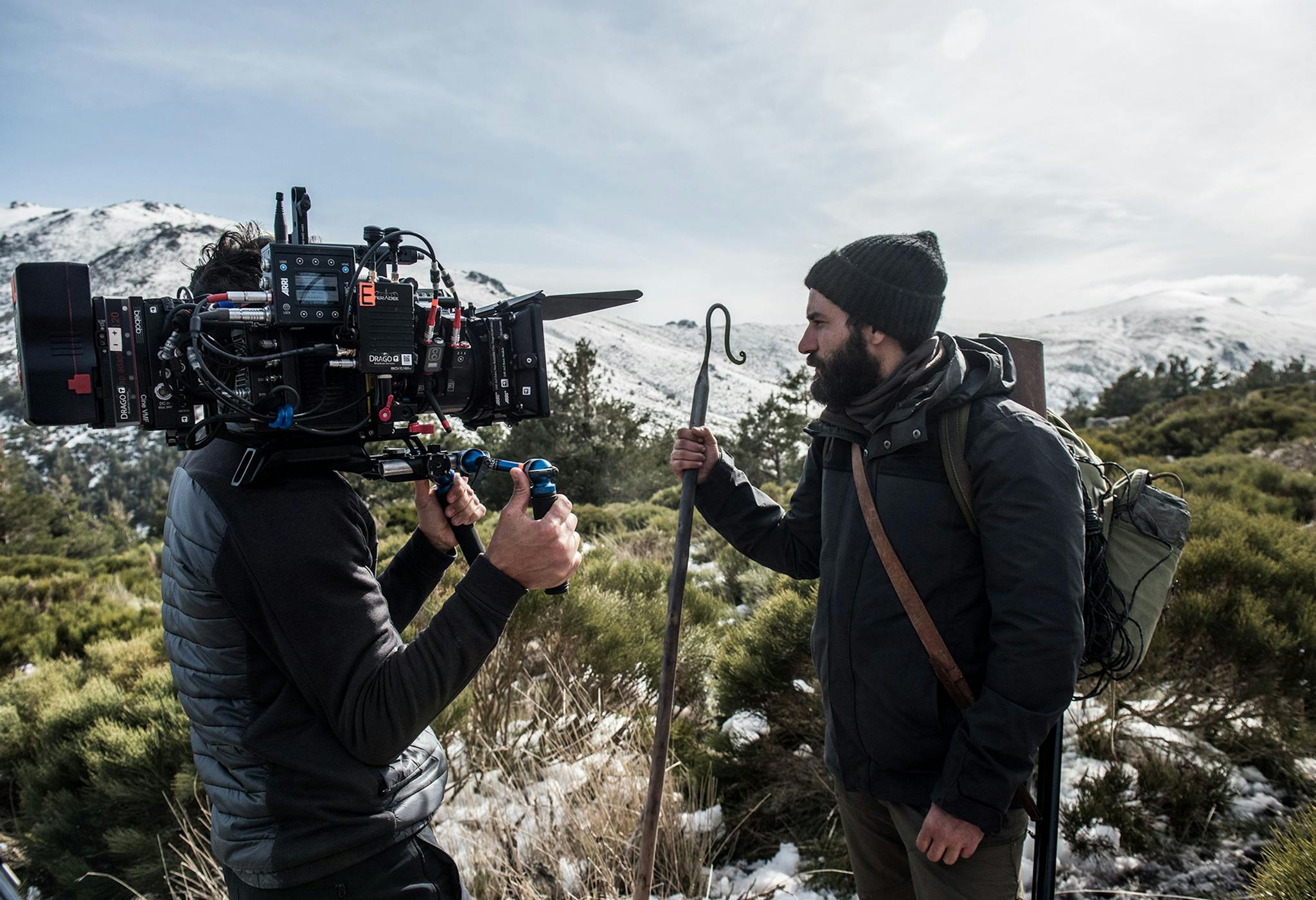 Fotografía del rodaje de la serie 'Apagón', con el actor Jesús Carroza