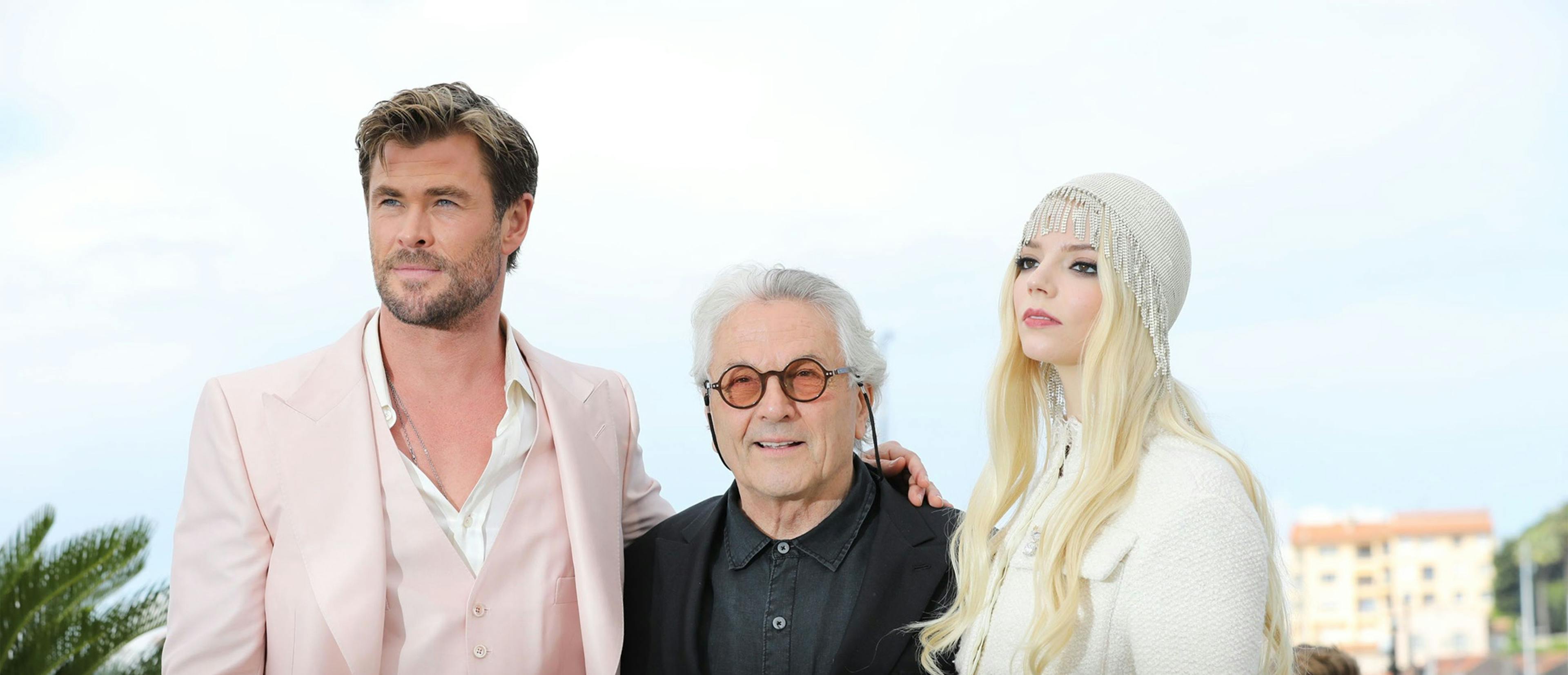 Doug Mitchell, Chris Hemsworth, George Miller, Anya Taylor-Joy y Tom Burke en la rueda de prensa de 'Furiosa' en el Festival de Cannes 2024