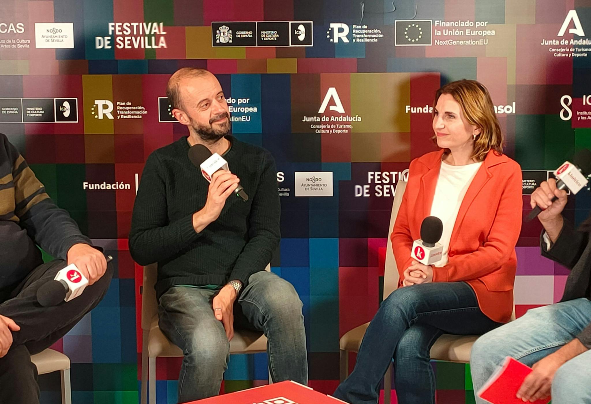 Dani Mantilla, el director y montador Fernando Franco, Alejandra Musi y David Martos en el Festival de Sevilla