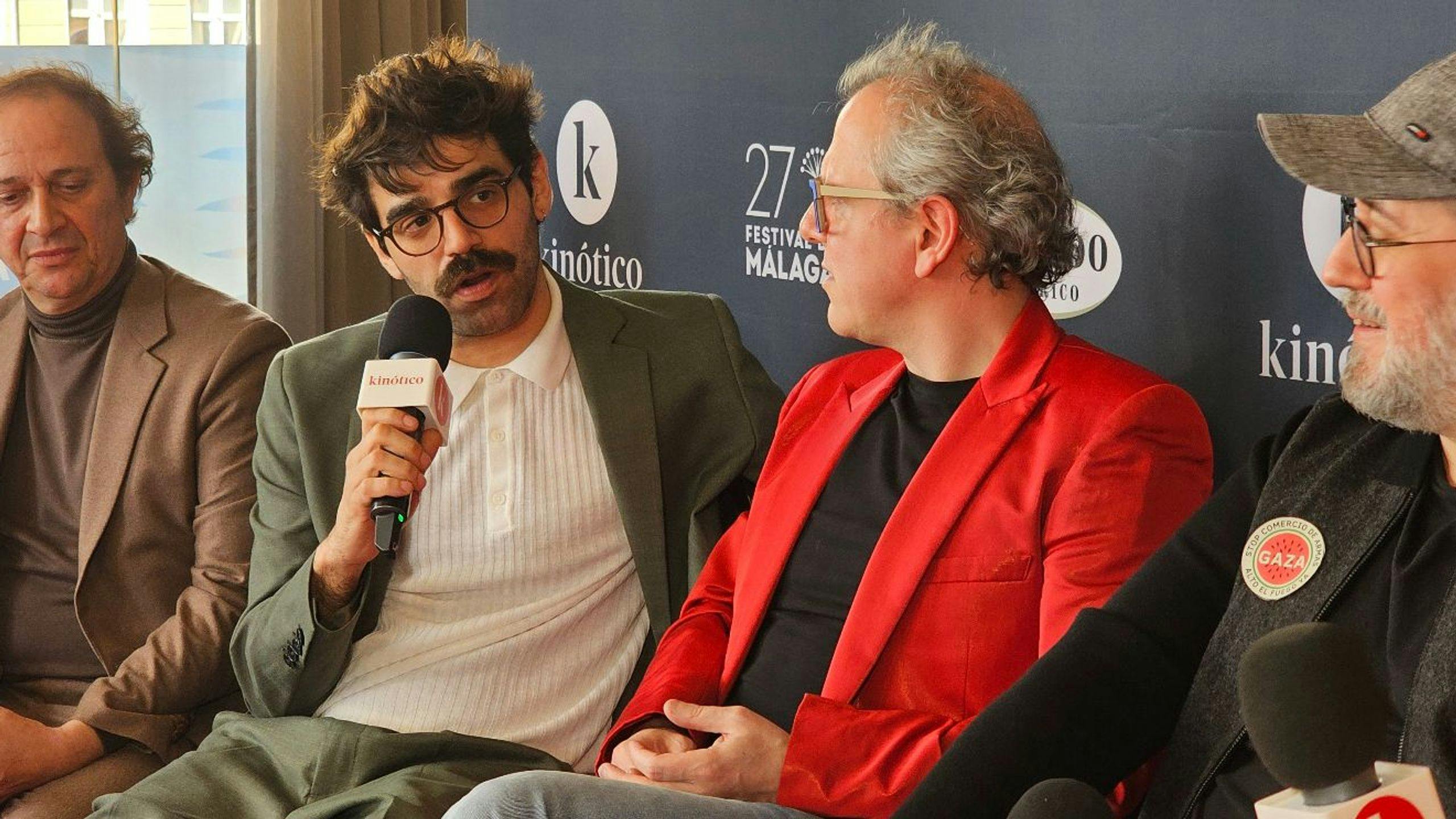 Luis Callejo, David Verdaguer, Óscar de la Fuente y el director Álex Montoya presentan 'La casa' en el Festival de Málaga