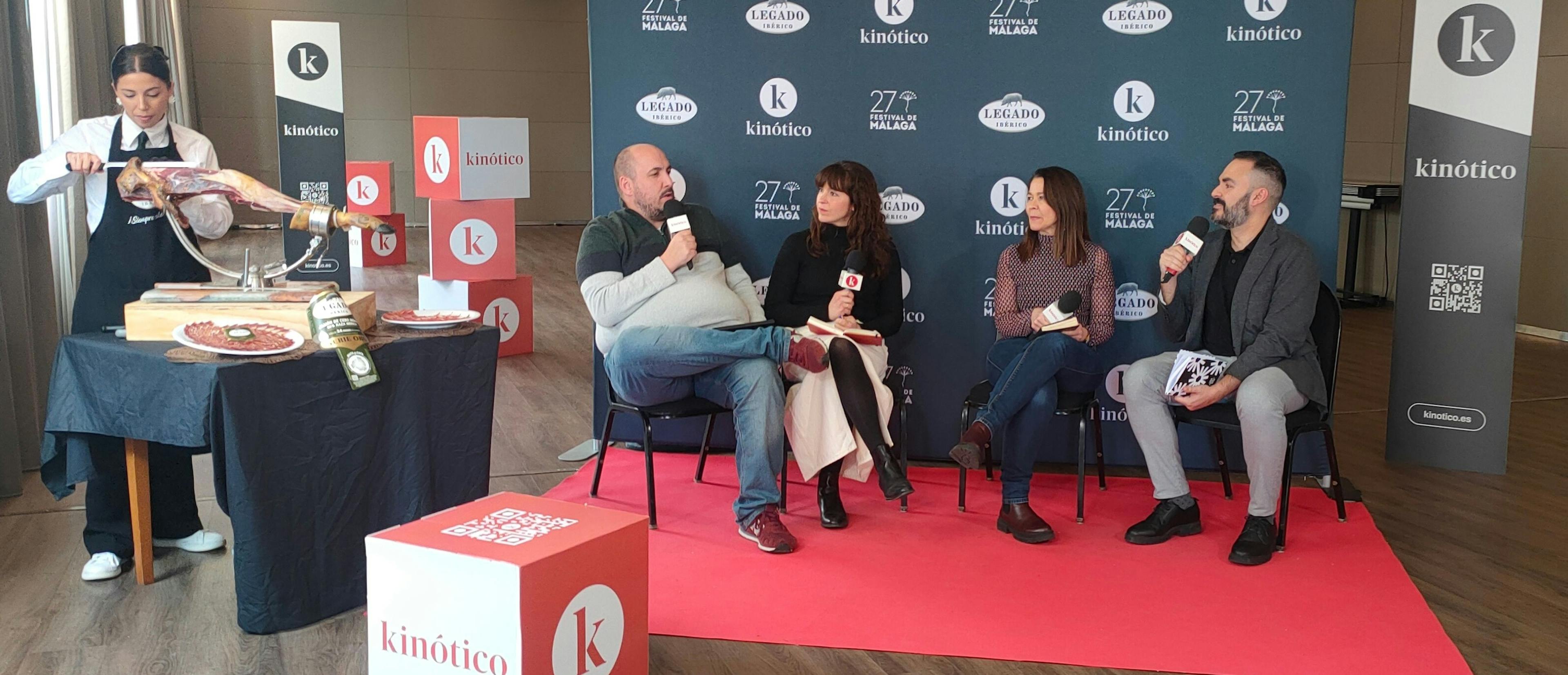 Sole de la Rosa, Dani Mantilla, Mirian San Martín, Janina Pérez Arias y David Martos, en el set de Kinótico del Festival de Málaga 2024