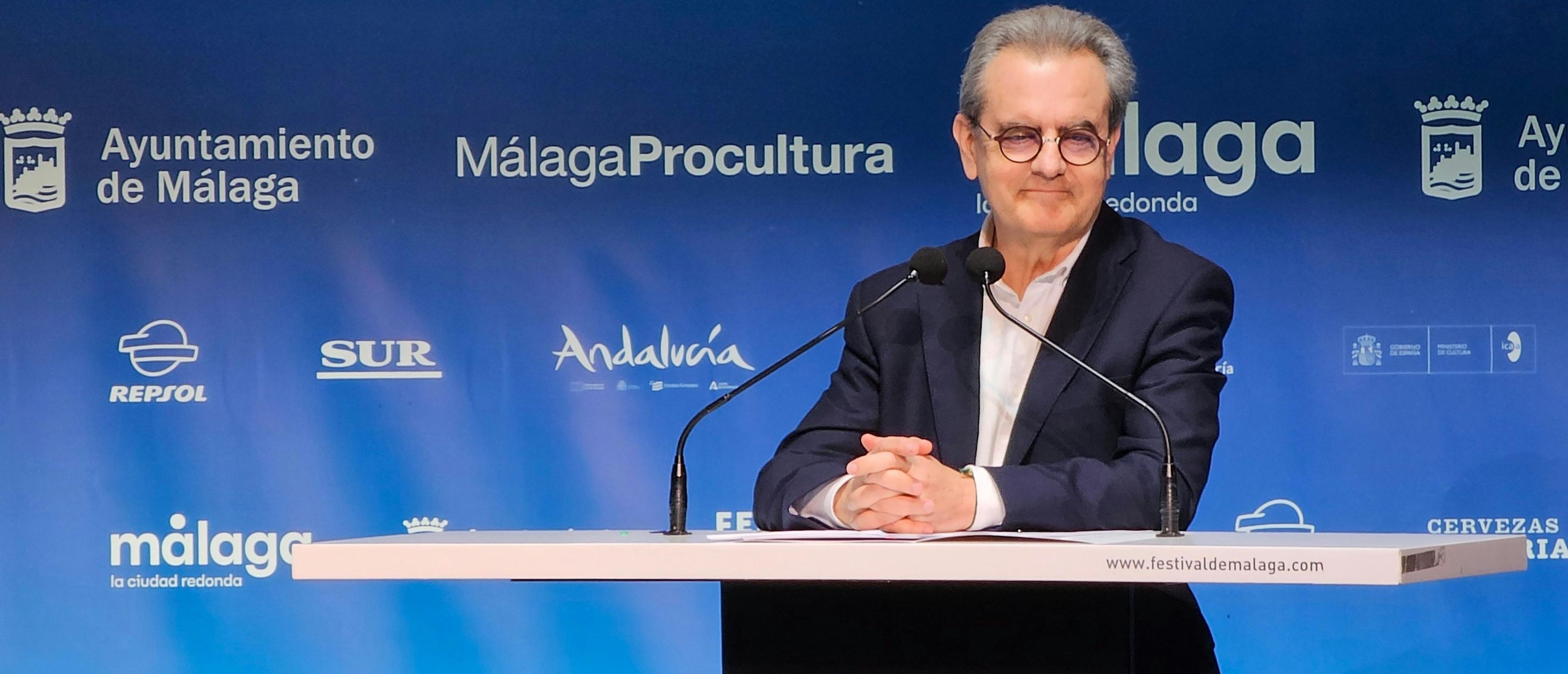 Juan Antonio Vigar, director del Festival de Málaga, durante la lectura del palmarés de la edición 2024