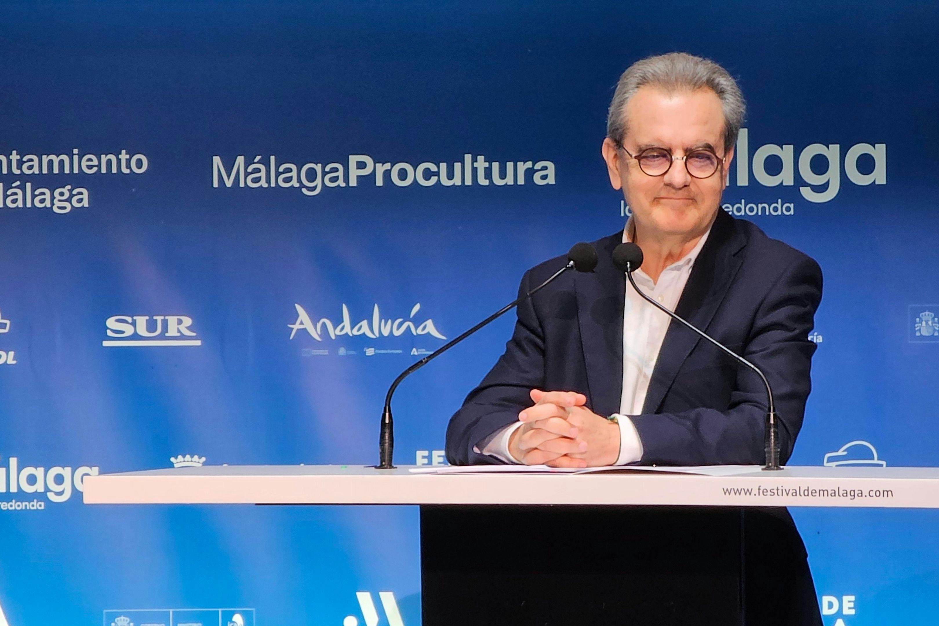 Juan Antonio Vigar, director del Festival de Málaga, durante la lectura del palmarés de la edición 2024