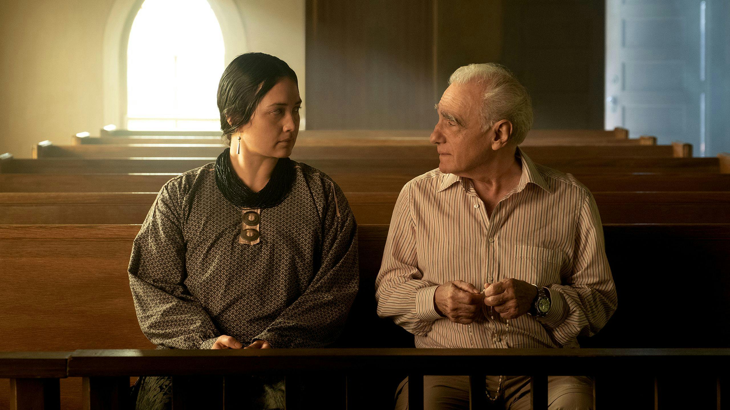 Lily Gladstone y Martin Scorsese durante el rodaje de 'Los asesinos de la luna', cuyo estreno en salas de cine será el 20 de octubre
