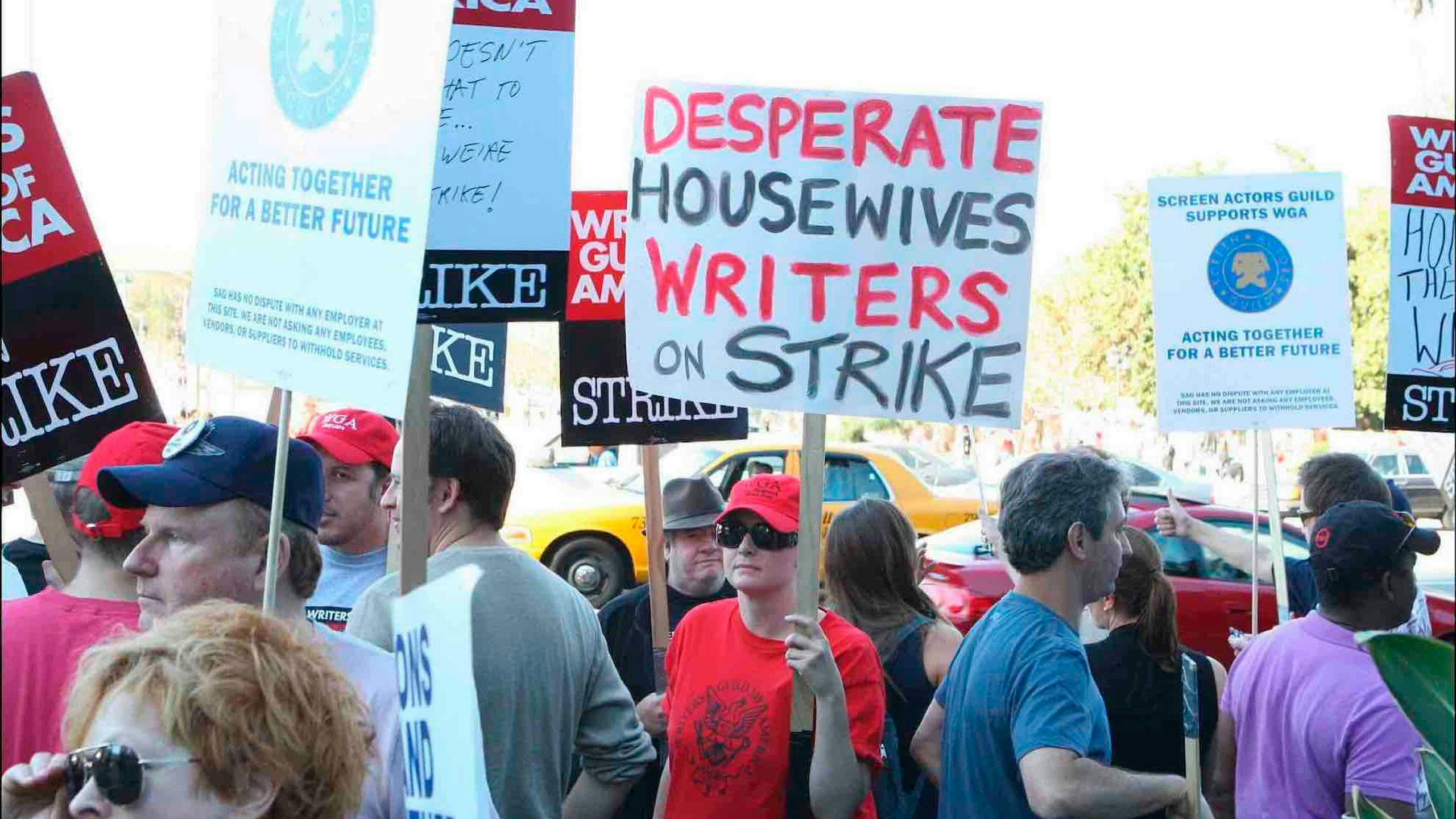 Imagen de la huelga de guionistas en 2007