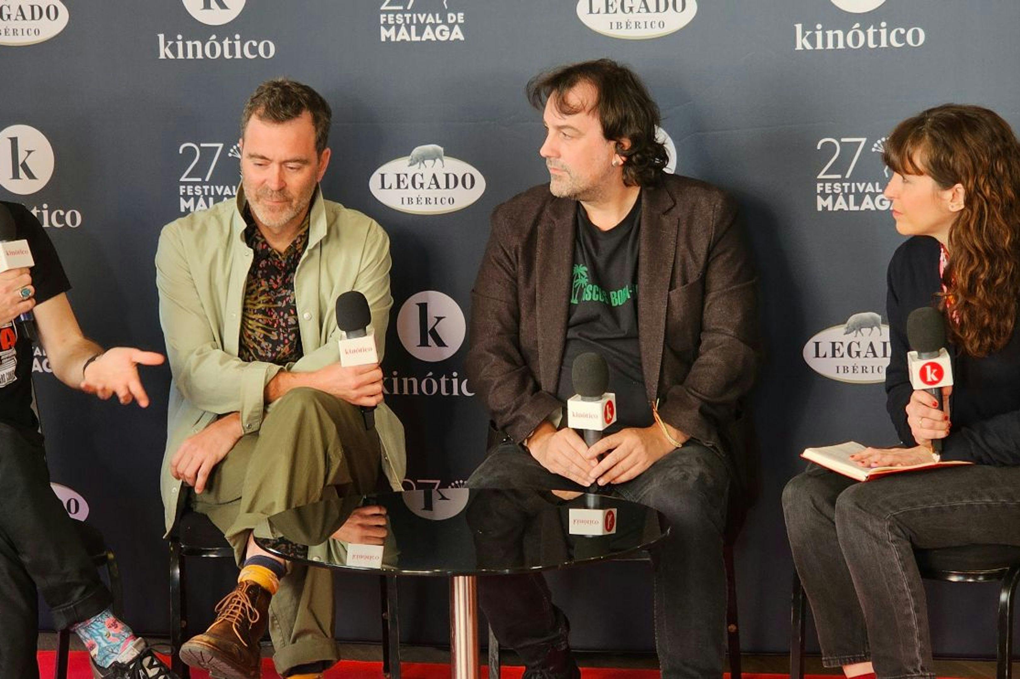 El guionista Fernando Navarro, el codirector Pol Rodríguez y el director Isaki Lacuesta presentan 'Segundo premio' en el Festival de Málaga