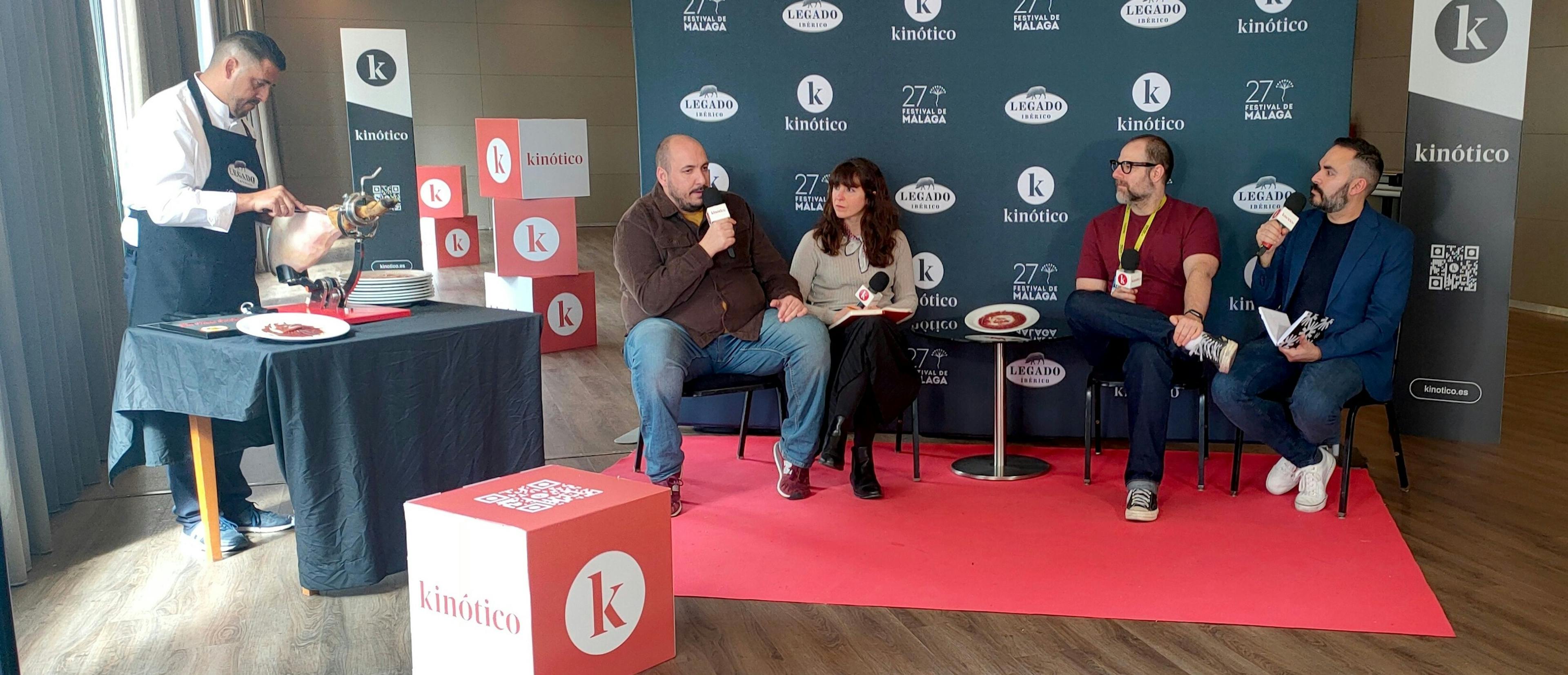 José María Sánchez, Dani Mantilla, Mirian San Martín, Alberto Rey y David Martos, en el set de Kinótico del Festival de Málaga 2024