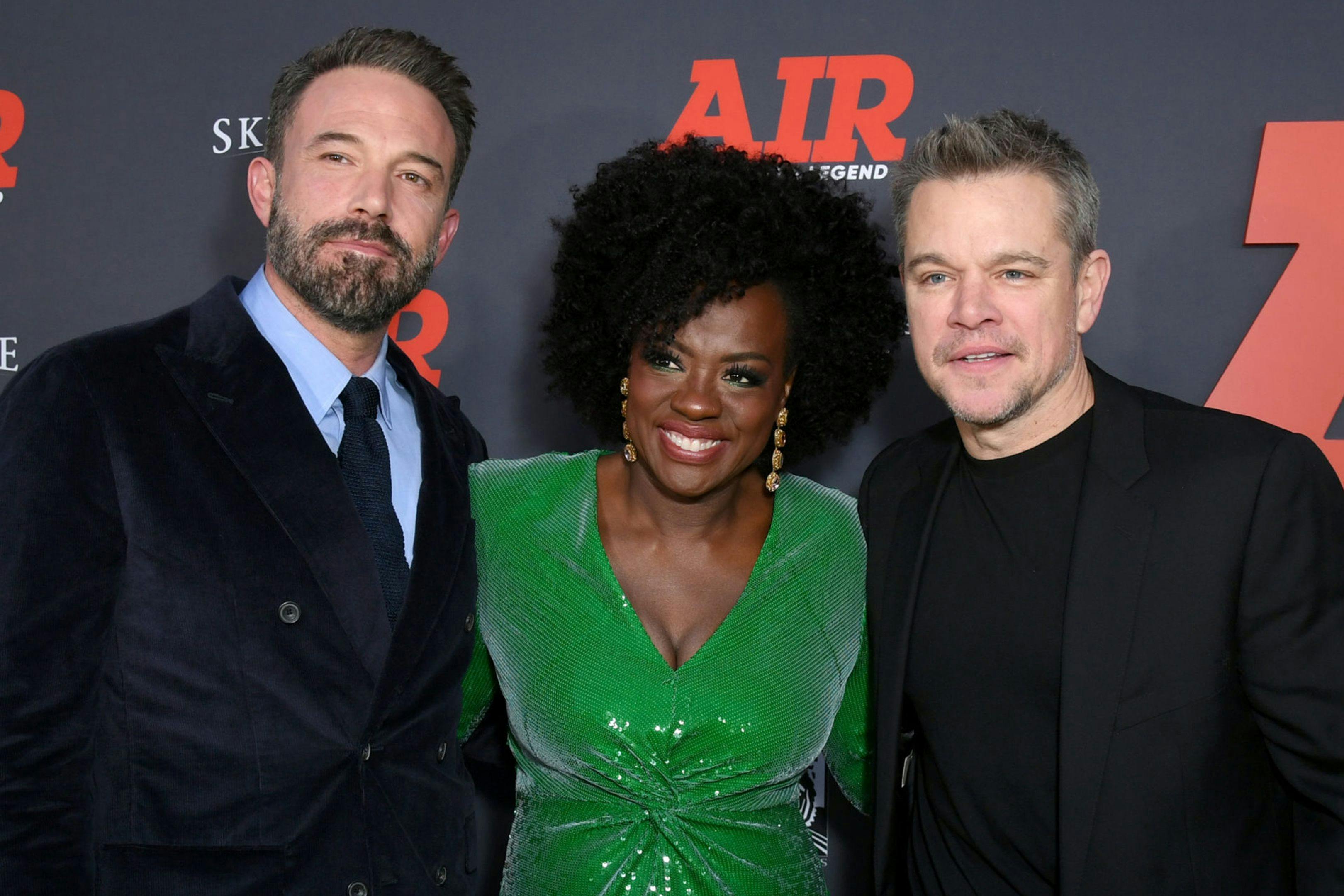 Ben Affleck, Viola Davis y Matt Damon, en la premiere norteamericana de la película 'Air'