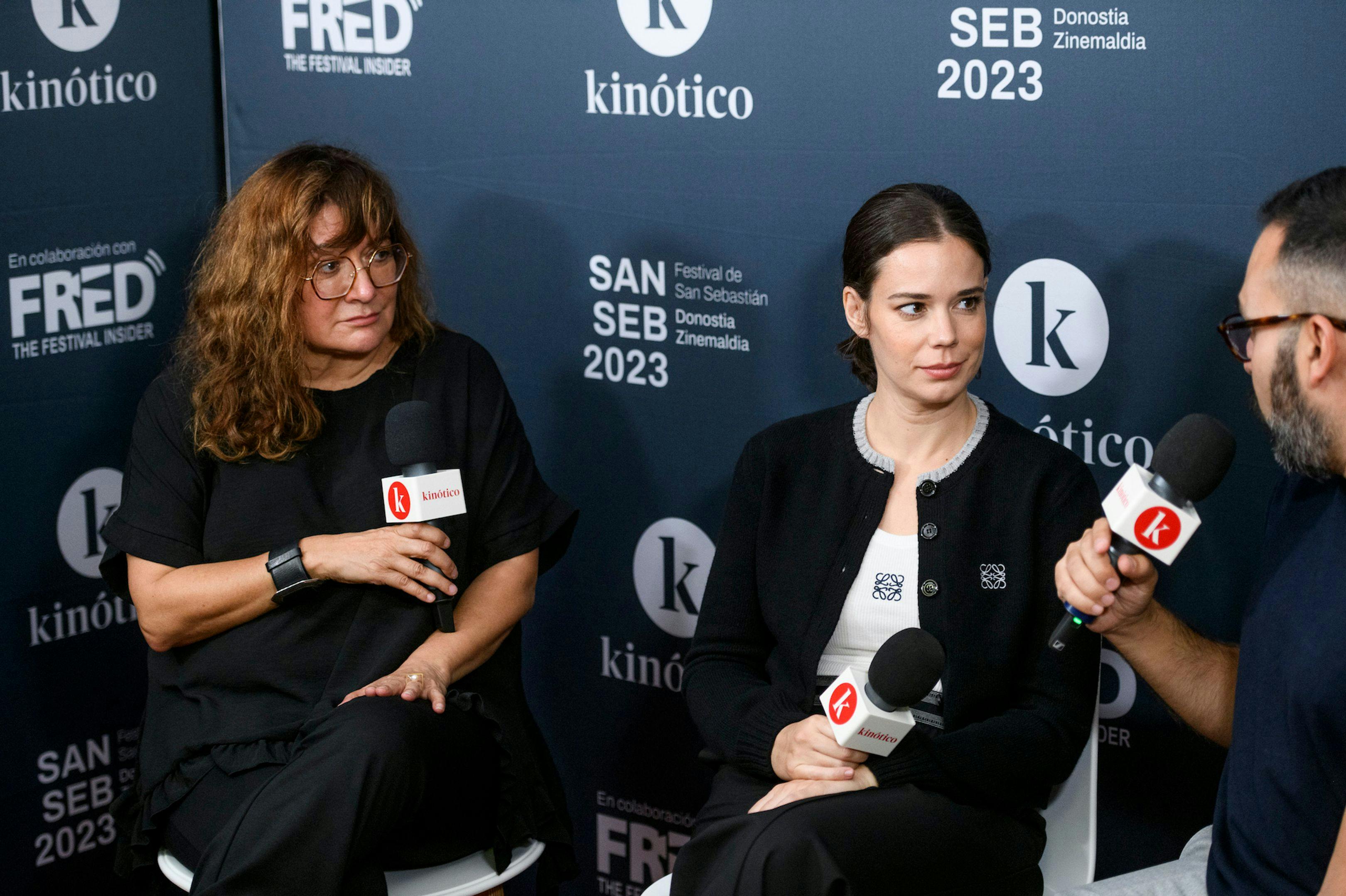 Isabel Coixet, Laia Costa y David Martos, durante su entrevista en el Festival de San Sebastián