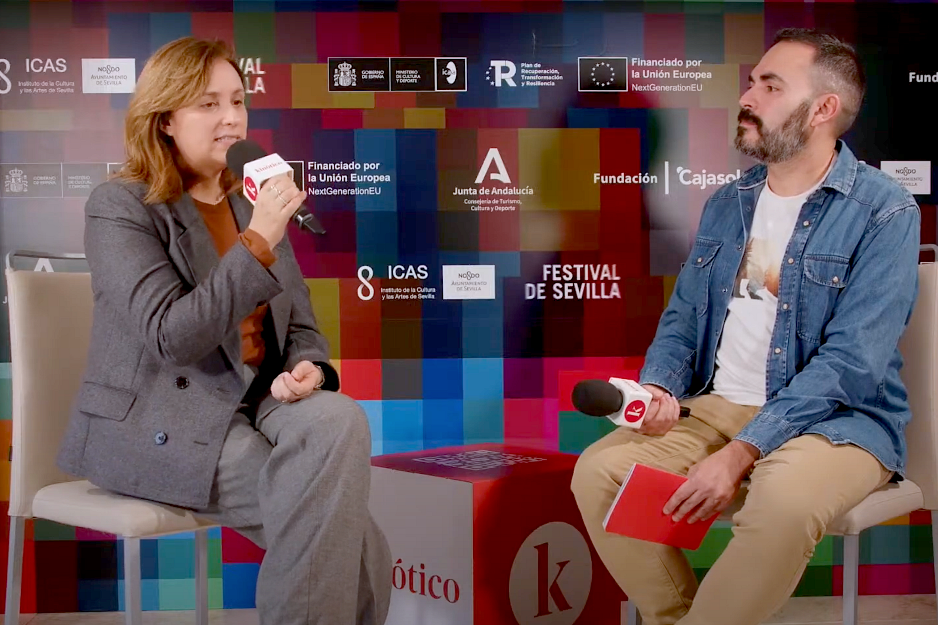La presidenta de la Academia de Cine de Andalucía, Marta Velasco, durante su entrevista con Kinótico en Sevilla