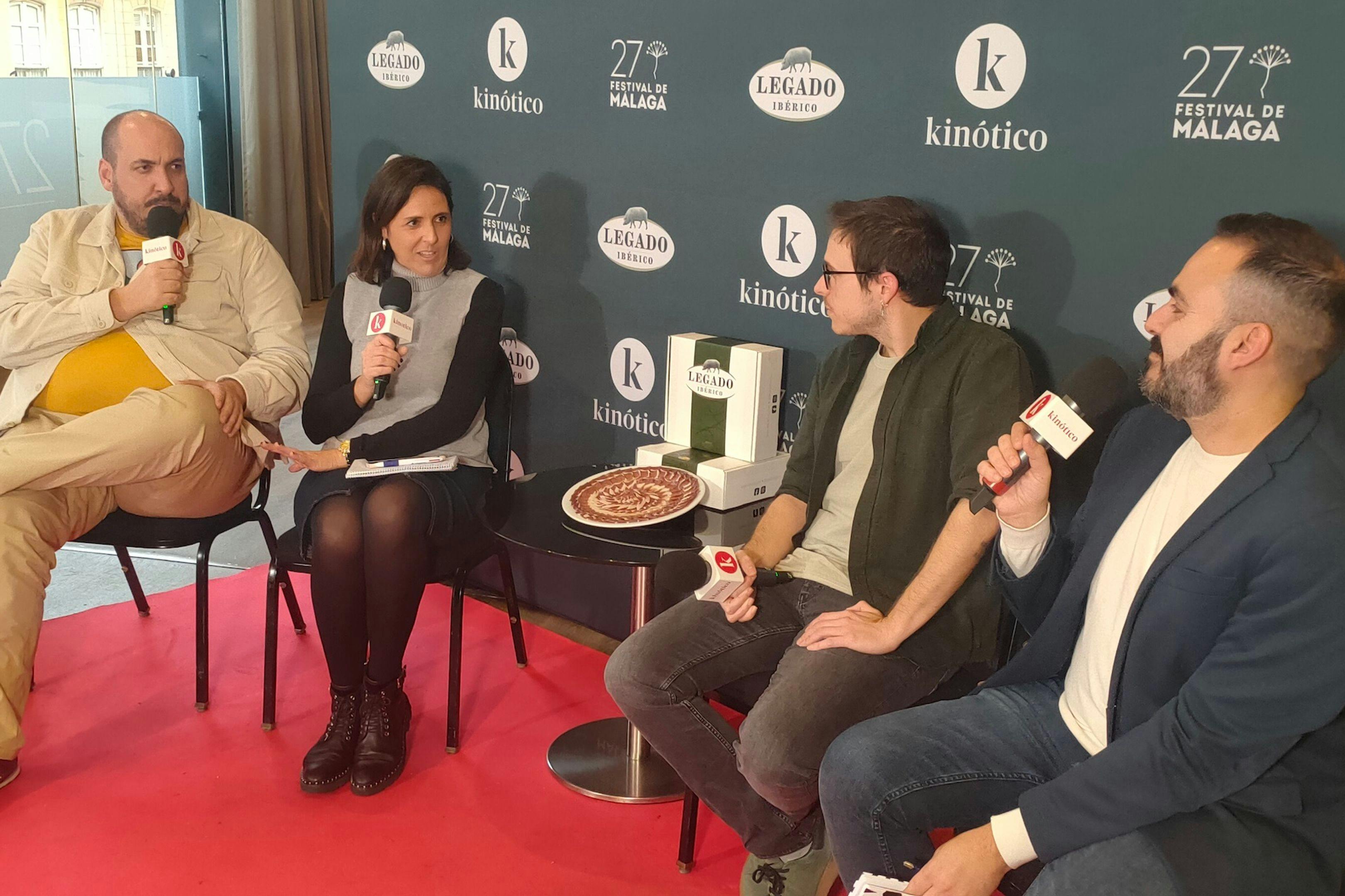 Dani Mantilla, Isabel Sánchez, Francesc Miró y David Martos, en el set de Kinótico del Festival de Málaga 2024