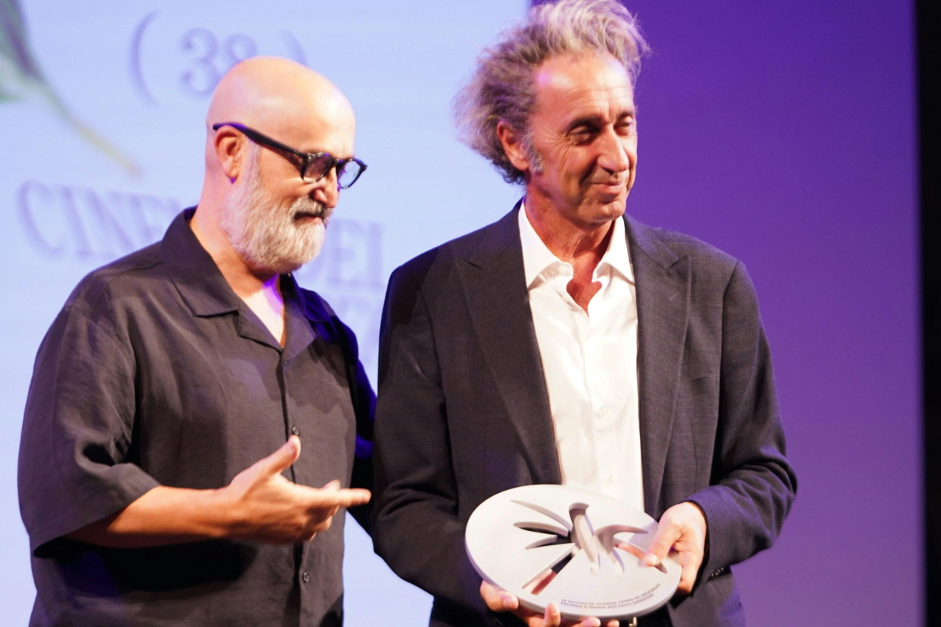 Javier Cámara y Paolo Sorrentino en la gala de inauguración de la Mostra de València-Cinema del Mediterrani 
