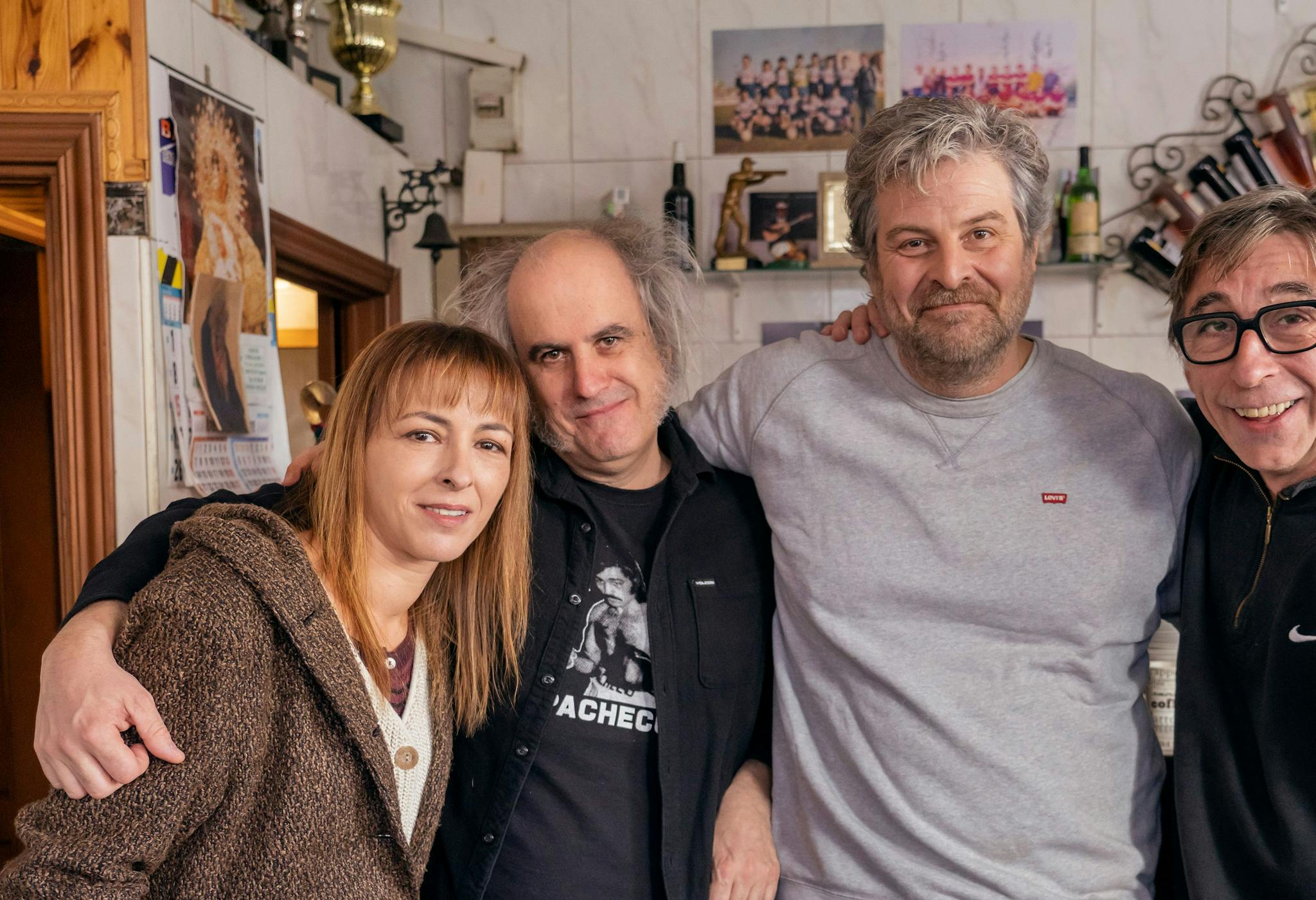 Esperanza Pedreño, Juan Maidagán, Raúl Cimas y Pepón Montero, en el rodaje de 'Poquita Fe'