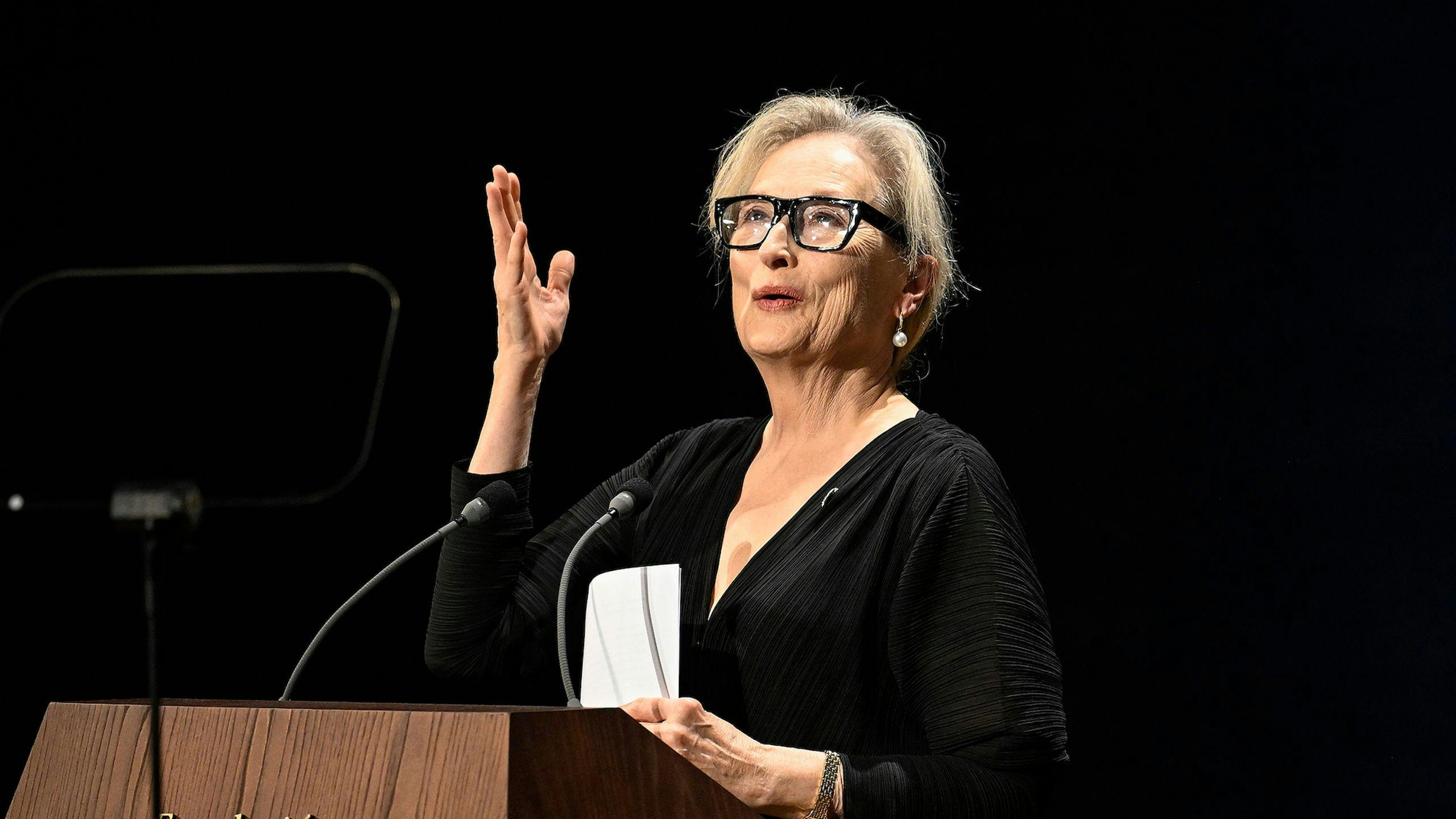 Meryl Streep pronunciando su discurso por el Premio Princesa de Asturias de las Artes