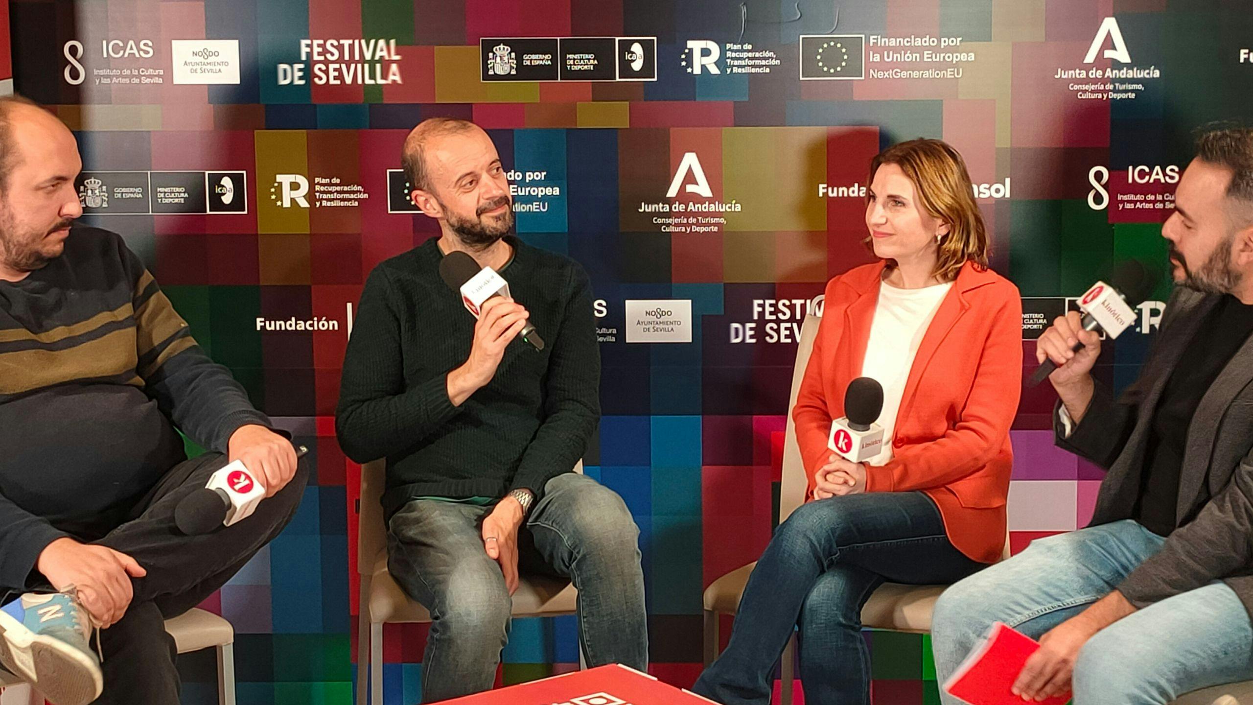 Dani Mantilla, el director y montador Fernando Franco, Alejandra Musi y David Martos en el Festival de Sevilla
