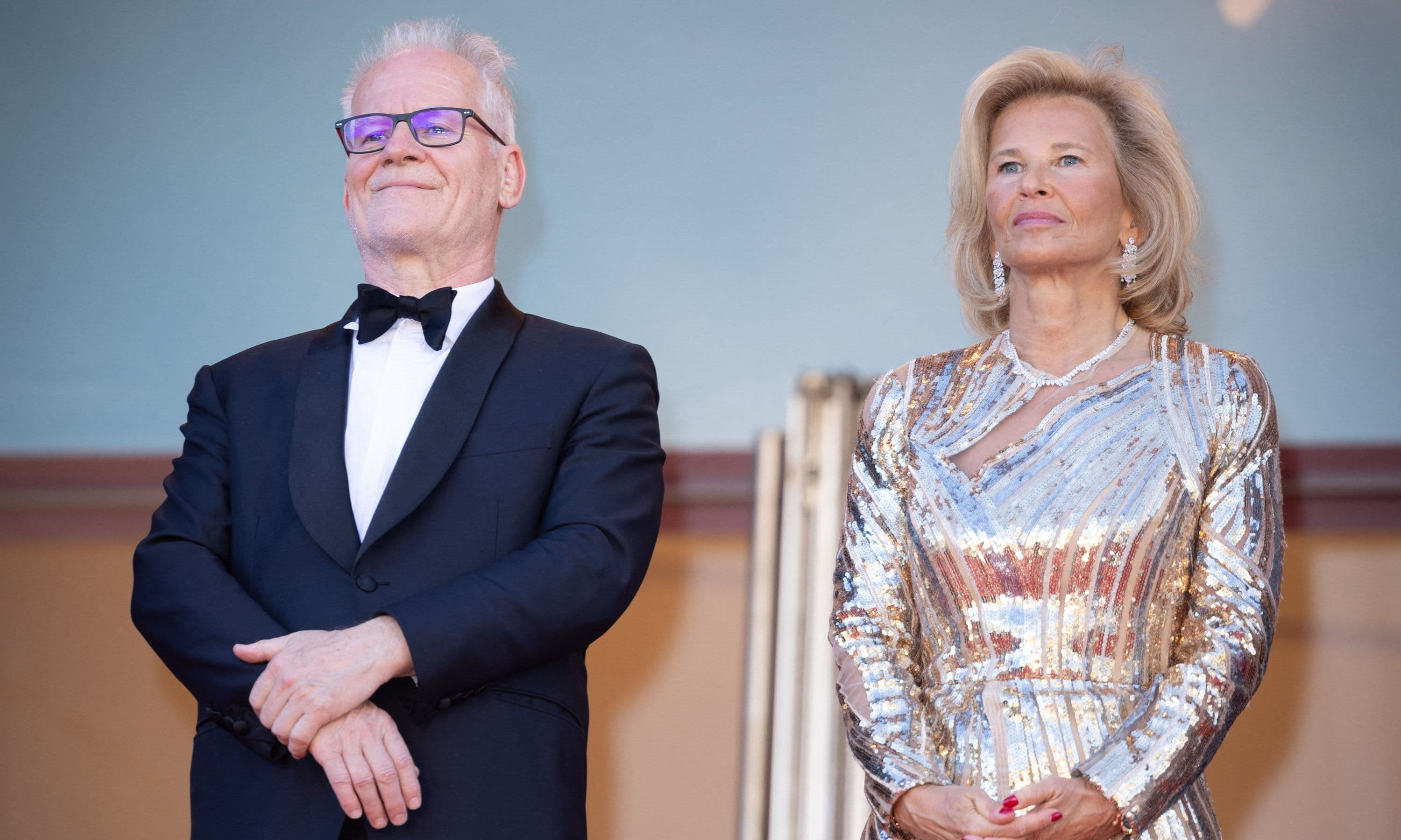 Thierry Frémaux e Iris Knobloch, director artístico y presidenta del Festival de Cannes, durante una alfombra roja de la edición 2024