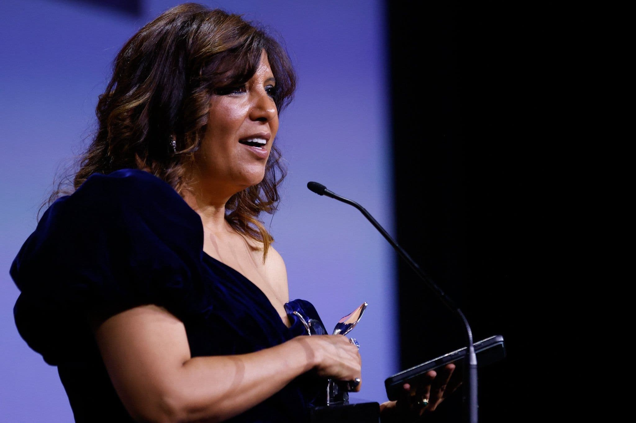 La directora tunecina Kaouther Ben Hania, durante la gala del palmarés del Festival de Venecia 2025