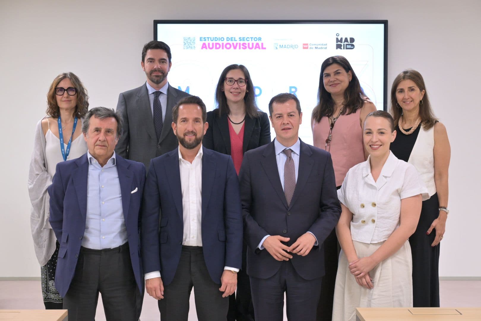 Foto de familia de la presentación del Estudio del Sector Audiovisual de Madrid 2026 del Clúster Audiovisual de Madrid presentado el 25 de junio