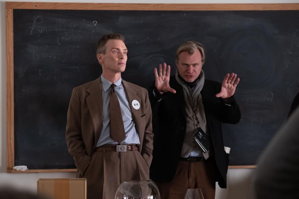 Cillian Murphy y Christopher Nolan en el rodaje de 'Oppenheimer'