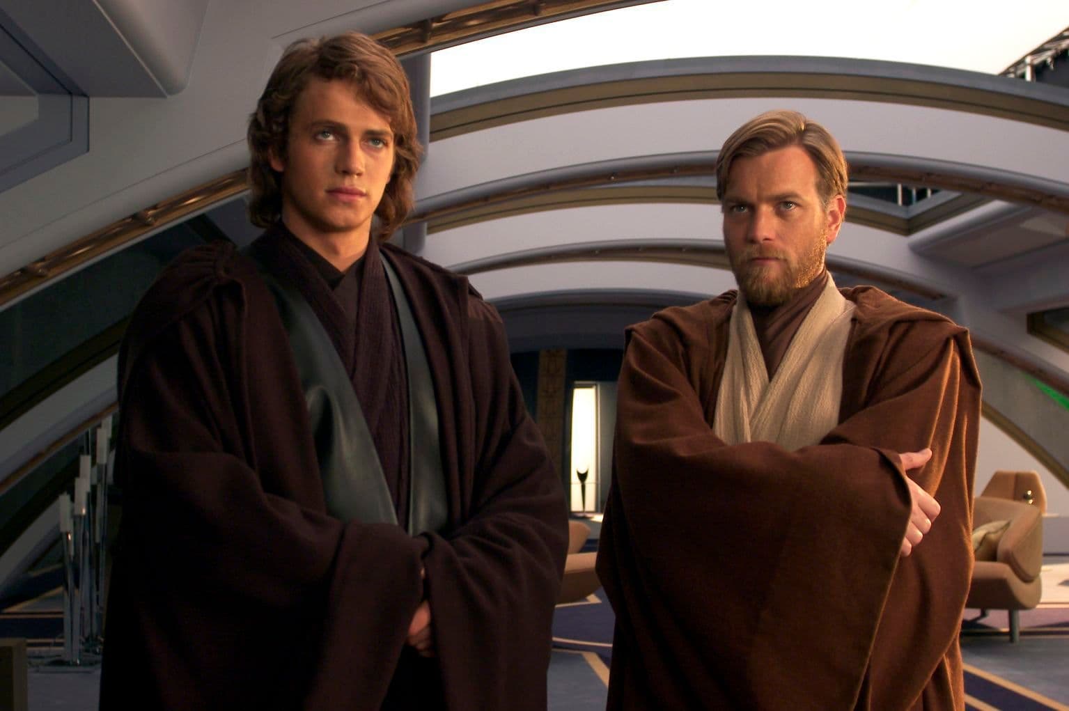 Fotograma promocional de 'Star Wars. Episodio III: La venganza de los Sith', con Hayden Christensen y Ewan McGregor