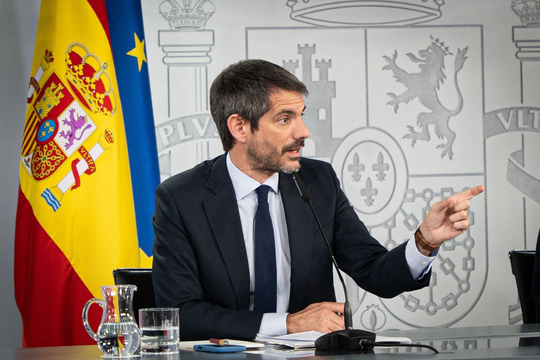 El ministro de Cultura, Ernest Urtasun, durante su comparecencia en la rueda de prensa del Consejo de Ministros del 19 de mayo de 2026