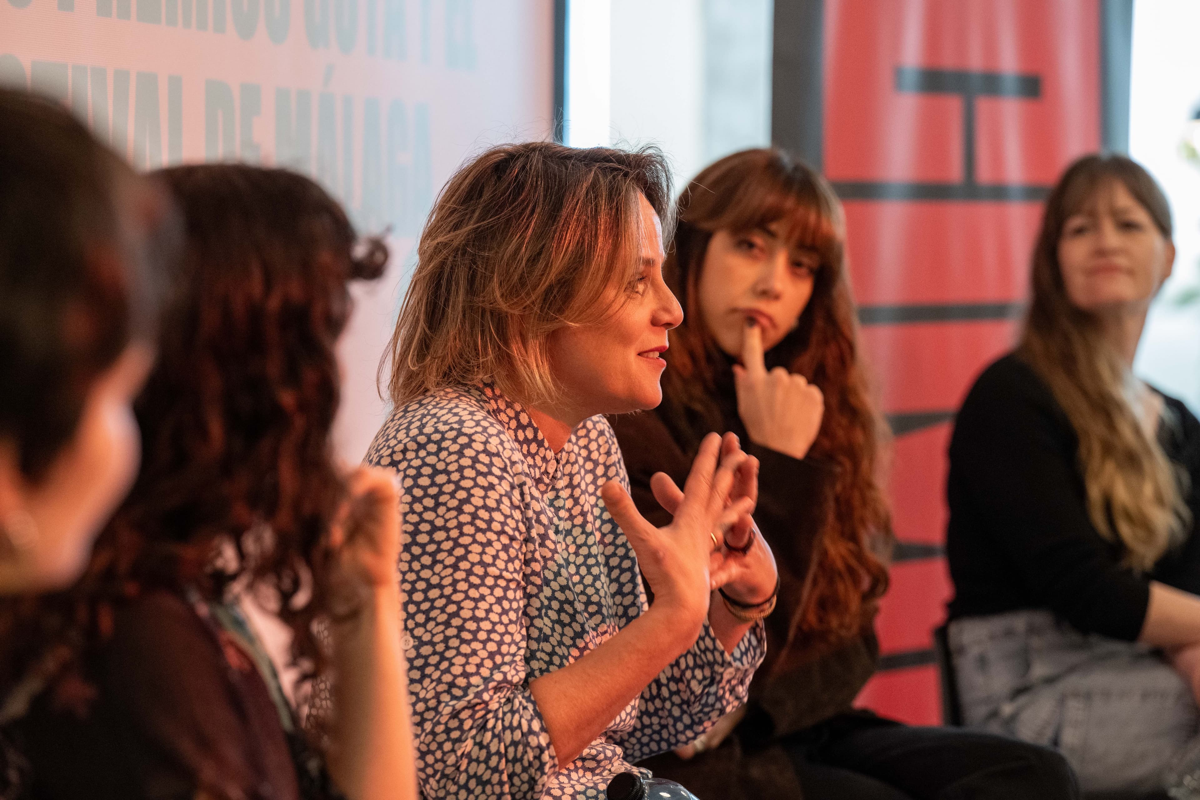 La productora Cecilia Rivas, durante el encuentro de CIMA con las ganadoras de los Premios Goya 2026 y del Festival de Málaga
