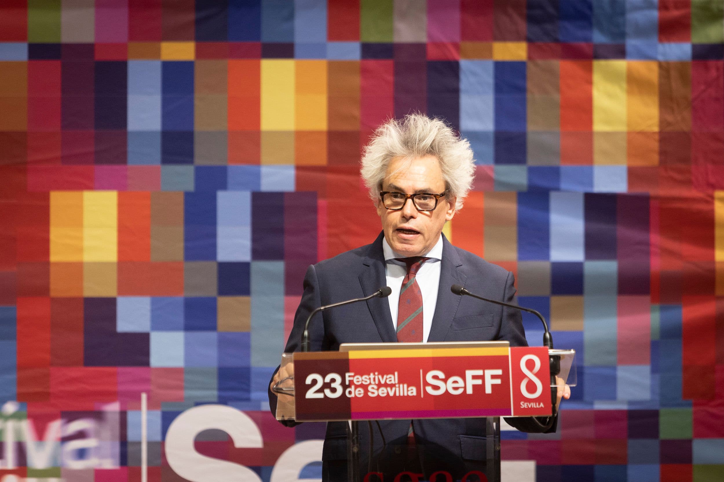 El director del Festival de Sevilla, Manuel Cristóbal, durante la presentación de la 23 edición del certamen en Madrid, en septiembre de 2026