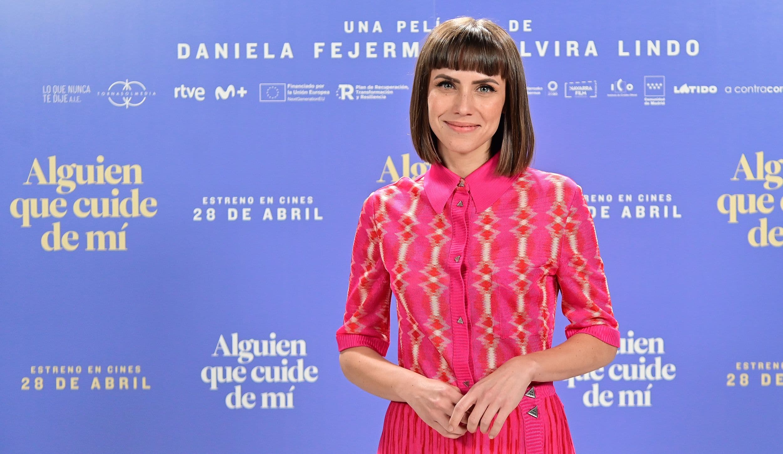 La actriz Aura Garrido, en el photocall de la película 'Alguien que cuide de mí'