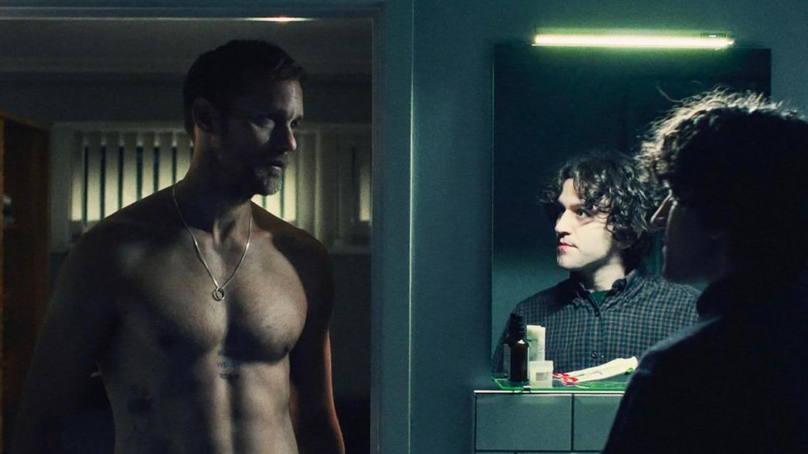 Alexander Skarsgård y Harry Melling en un fotograma de 'Pillion'