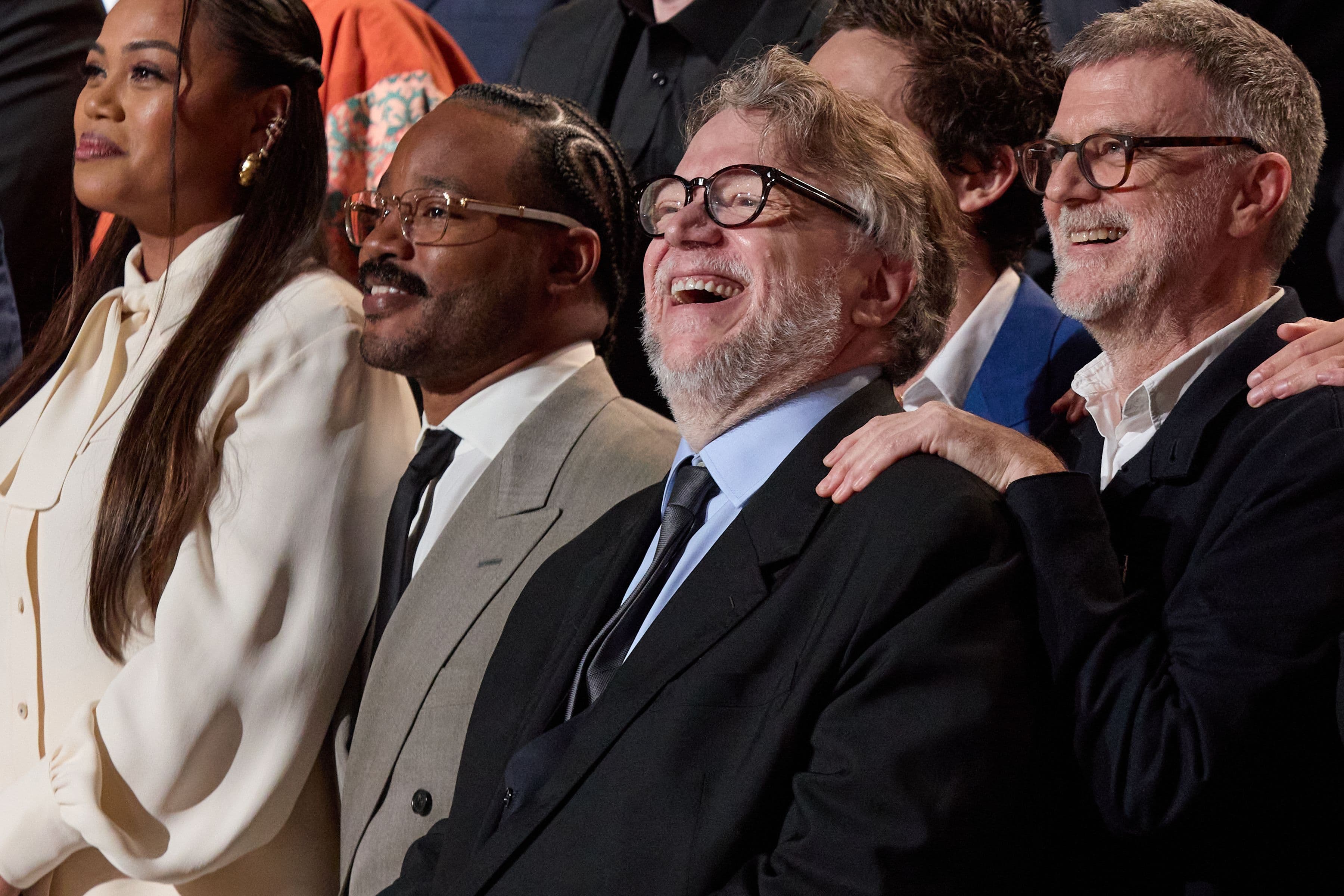 Ryan Coogler, Guillermo del Toro y Paul Thomas Anderson en el almuerzo de nominados la edición 98 de los Oscar