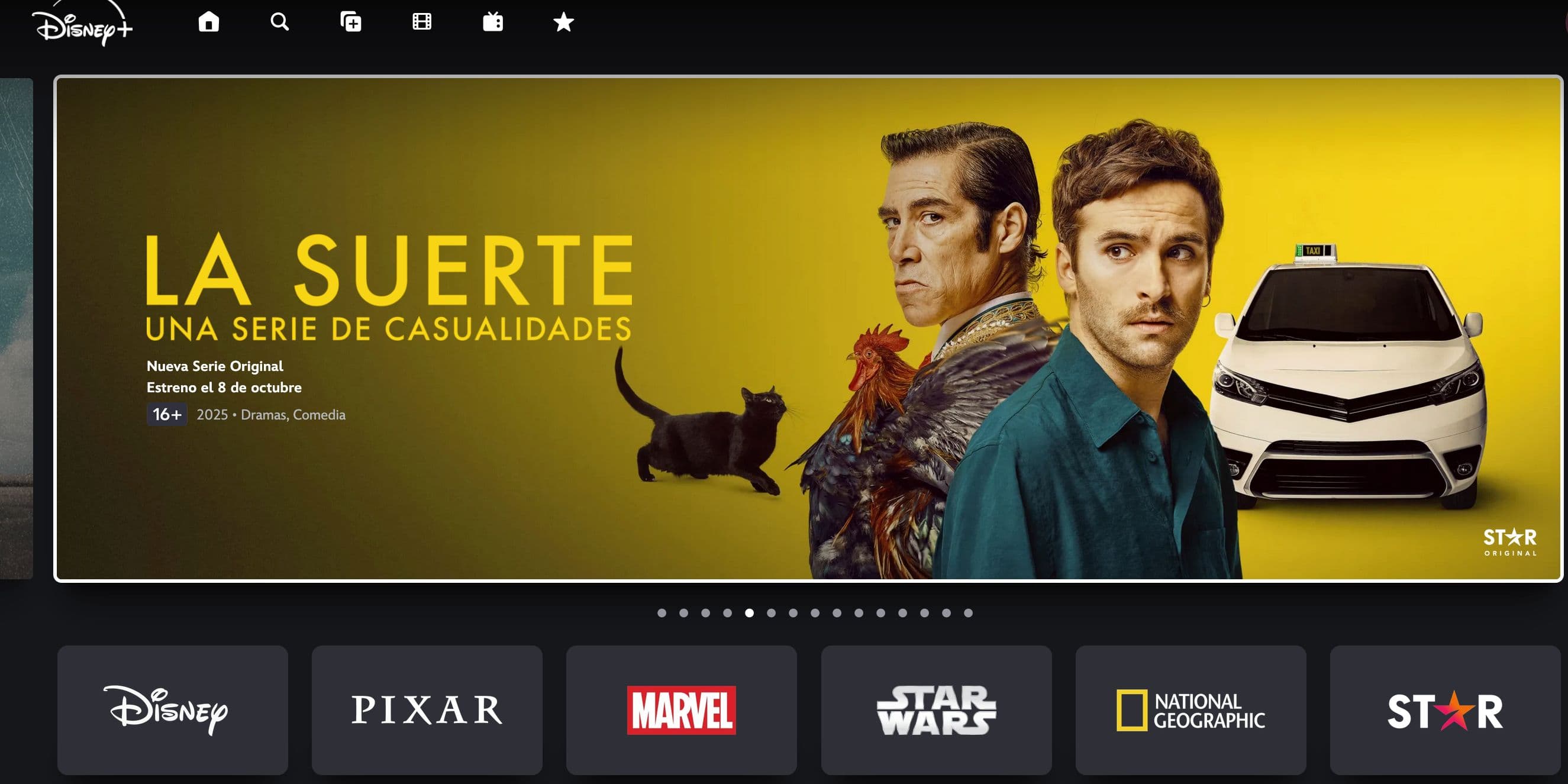 Imagen de la página de inicio de la plataforma Disney+