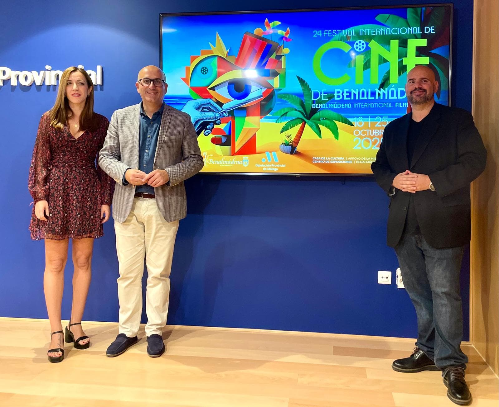 Jesica Trujillo, Manuel López Mestanza y Jaime Noguera, en la presentación de la 24 edición del Festival de Benalmádena