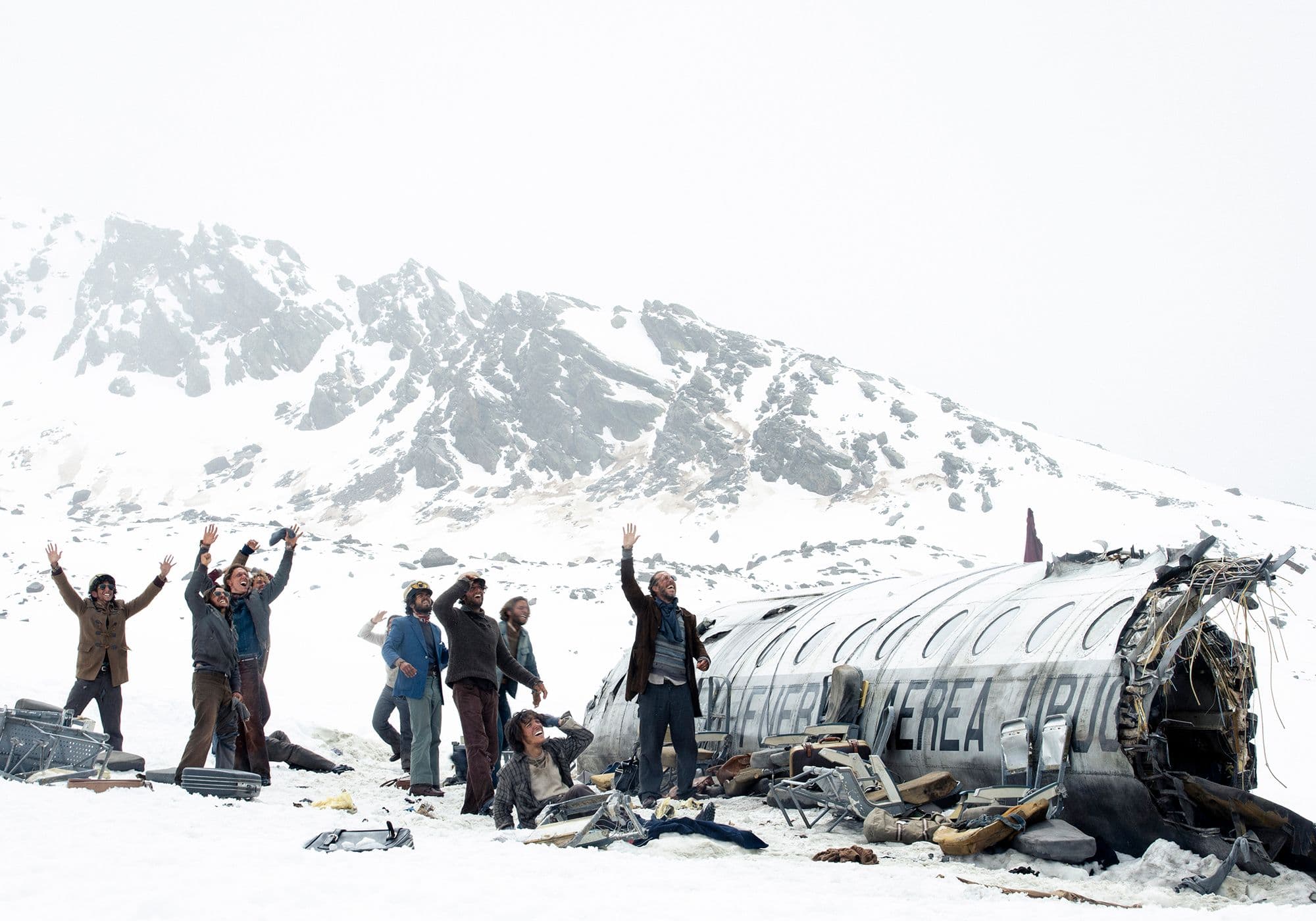 Fotografía promocional de la película 'La sociedad de la nieve', dirigida por J.A. Bayona