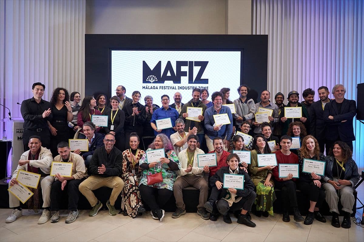 Foto de familia de los premiados durante el MAFIZ celebrado en el Festival de Málaga 2025